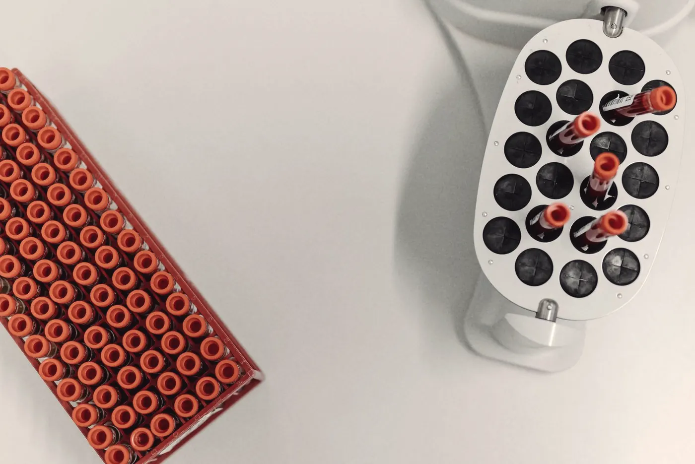 Blood sample tubes in a centrifuge for an HIV test before PEP