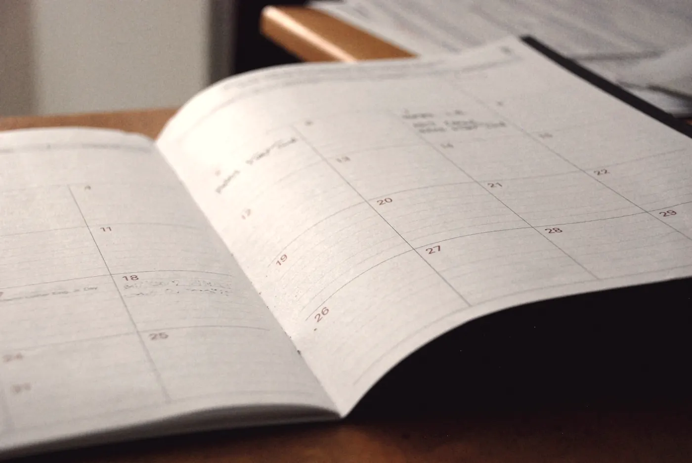 An open monthly planner used to schedule three-monthly PrEP check-ups